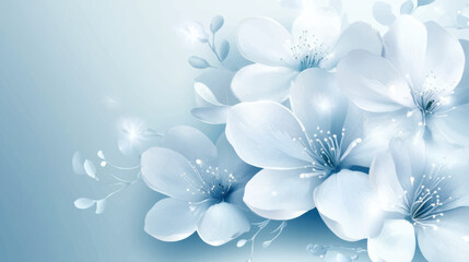 3D Soft Blue Flower Vector Illustration with Gentle Light for Elegant Presentation Backgrounds
