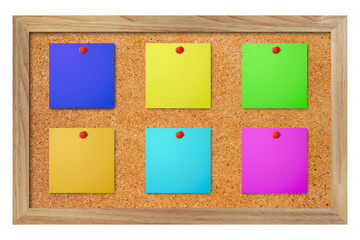 Items pinned to a cork message board with wood frame, ready for your customized text or images....