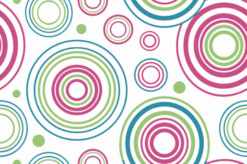 Abstract concentric circles in pink green and blue background pattern