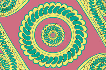 Abstract floral pattern with teal yellow and pink colors vector