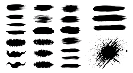 Collection of a Variety of Brush Strokes and Splatters, Perfect for Creative Projects on transparent background