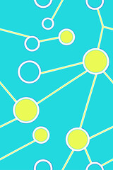 Abstract network of yellow and white circles on blue connection technology