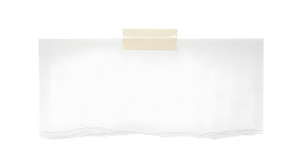 Minimalist of a Blank Paper Sheet with Torn Edge and Masking Tape on transparent background
