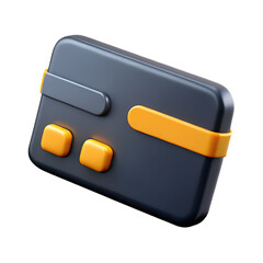 Stylish 3D Render of a Sleek Dark Wallet with Orange Accents for Modern Finance