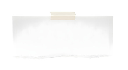 Close up of a Simple Paper Sheet with Torn Edge and Adhesive Tape on transparent background