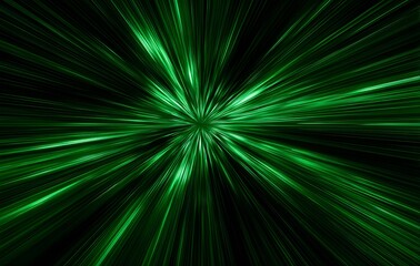 Fototapeta premium Dynamic Green Light Burst with Radiating Streaks – Futuristic Energy Explosion Background