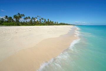 Serene tropical beach with white sand and turquoise ocean water