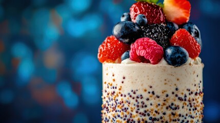 Colorful Fruit Topped Dessert with Berries and Sprinkles Delight