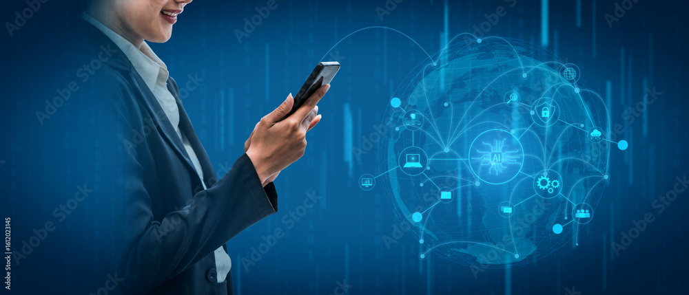 Poster ai network system connects data, security, communication, and intelligence. ai network system enable