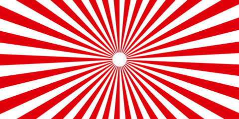 Fototapeta premium Radial sunburst pattern with converging lines creating a bold optical and geometric visual effect. Red and white sunburst design on a transparent background. Sun Burst or Rays vector illustration