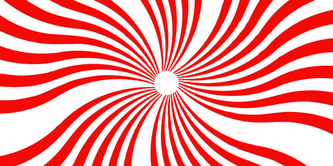 Radial sunburst pattern with converging lines creating a bold optical and geometric visual effect. Red and white sunburst design on a transparent background. Sun Burst or Rays vector illustration