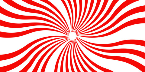 Radial sunburst pattern with converging lines creating a bold optical and geometric visual effect. Red and white sunburst design on a transparent background. Sun Burst or Rays vector illustration