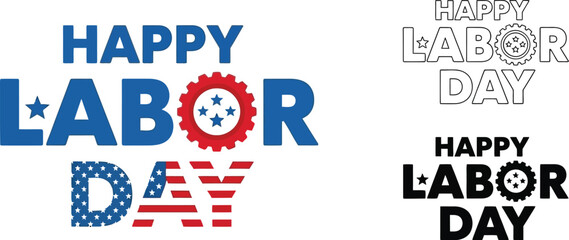 Happy labor day vector graphic design template for celebration and holiday with patriotic theme editable