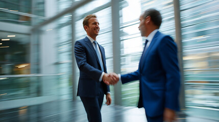 Dynamic Business Handshake in Modern Atrium