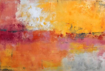 Obraz premium Vibrant Abstract Painting with Warm Reds, Oranges, and Yellows – Textured Art Background