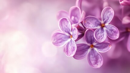 Obraz premium Delicate Purple Lilac Flowers with Soft Background Bokeh Effect