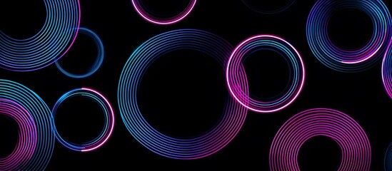 Glowing Neon Spheres on Black Background – Abstract Futuristic Bubble Design