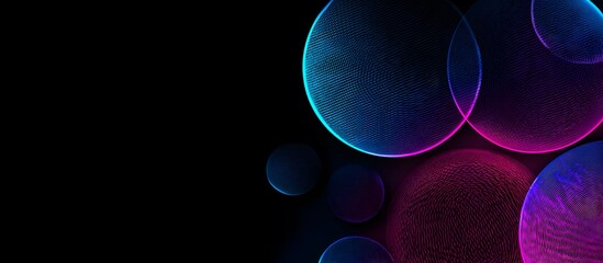 Glowing Neon Spheres on Black Background – Abstract Futuristic Bubble Design