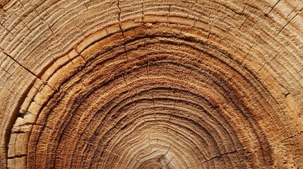 Fototapeta premium Tree rings in cross-section of freshly cut oak log. Natural wood grain patterns