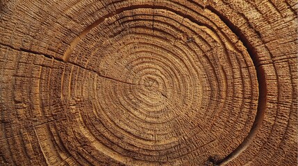 Naklejka premium Tree rings in cross-section of freshly cut oak log. Natural wood grain patterns