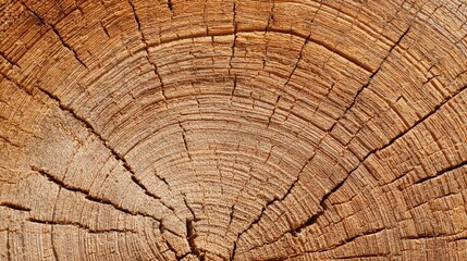 Naklejka premium Tree rings in cross-section of freshly cut oak log. Natural wood grain patterns