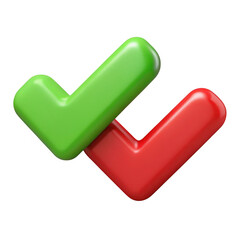 3d checkmark icons yes and no symbols isolated on transparent background