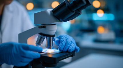 Dedicated researcher analyzing samples in modern biotech lab