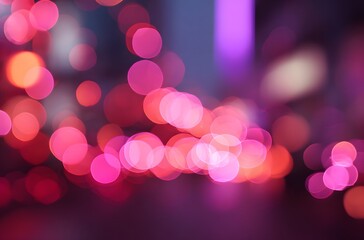 Abstract red bokeh lights background with blurred night city atmosphere

