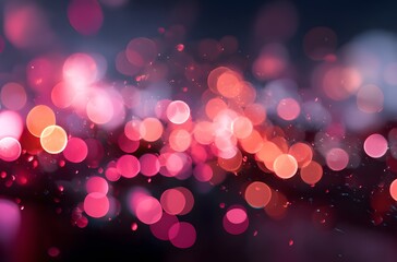 Abstract red bokeh lights background with blurred night city atmosphere

