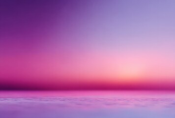 Romantic purple and pink gradient background with dreamy sunset over calm reflective surface

