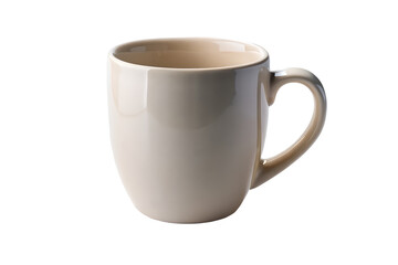 Rustic Beige Ceramic Coffee Mug with Textured Surface - Isolated on Transparent Background