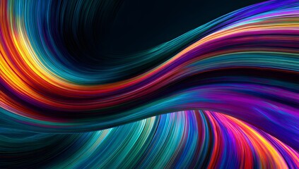 Colorful abstract swirl background with vibrant rainbow flowing lines

