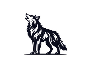 Obraz premium Howling Wolf Silhouette with Detailed Fur Design