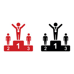 Red and Black Podium Winners with Medals Icons first place