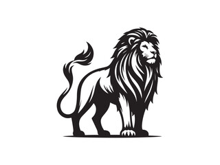 Fototapeta premium Majestic Lion Silhouette Standing with Flowing Mane