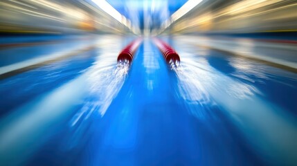 Fast Motion Over Swimming Pool Lanes with Water Splash Effects