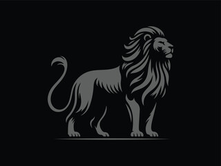 Majestic Lion Silhouette Standing with Flowing Mane