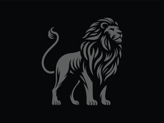 Majestic Lion Silhouette Standing with Flowing Mane