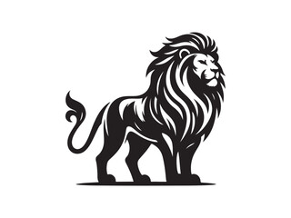 Majestic Lion Silhouette Standing with Flowing Mane