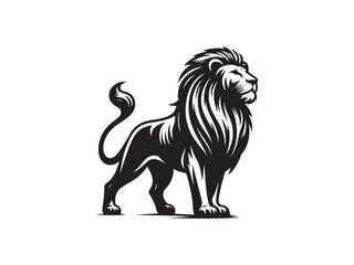 Majestic Lion Silhouette Standing with Flowing Mane