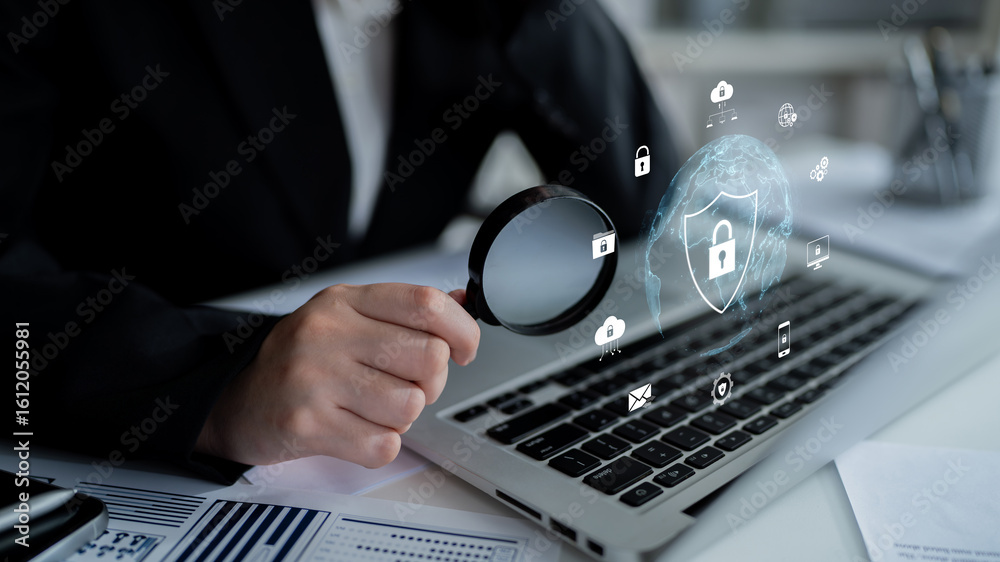 Wall mural cyber security protects against breaches, hacks, and network attacks using strong infrastructure and