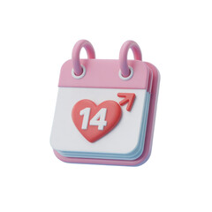 Valentine's day calendar icon with heart symbol and number fourteen for romantic celebration