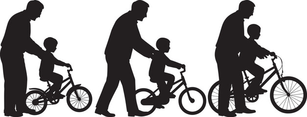 Obraz premium riding bicycles silhouette