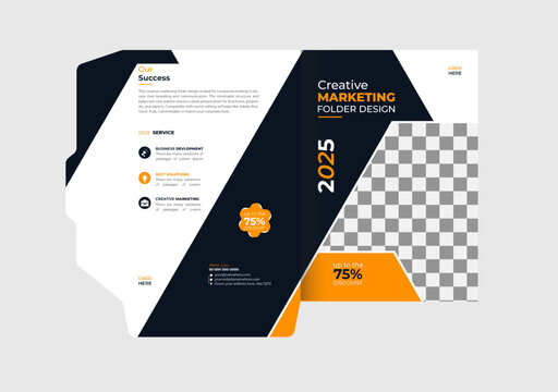 Presentation folder template design, Folder design, cover for catalog, brochures, Annual report background for business design, red Gradient color template