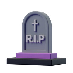 Obraz premium 3d rendered tombstone illustration with cross symbol and rip text on dark serene background