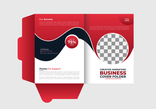 Presentation folder template design, Folder design, cover for catalog, brochures, Annual report background for business design, red Gradient color template