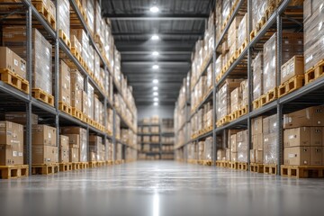 Fototapeta premium Futuristic warehouse a hitech hub of automation and efficiency