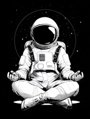 Meditating Astronaut in the Cosmos
