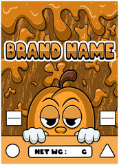 Funny Apricot Character for Cannabis or Snack Packaging Design in Vector.