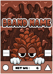 Funny Pine Cone Character for Cannabis or Snack Packaging Design in Vector.